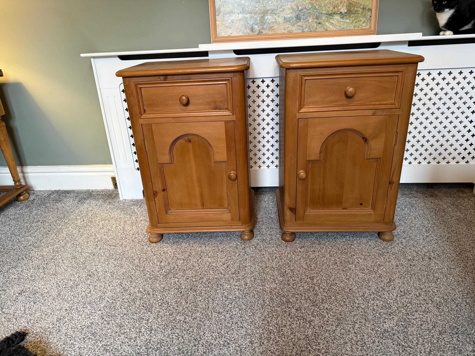 500.0 Pair Of Antique Victorian Pine Pot Bedside Tables Chests Lamp Stands photo