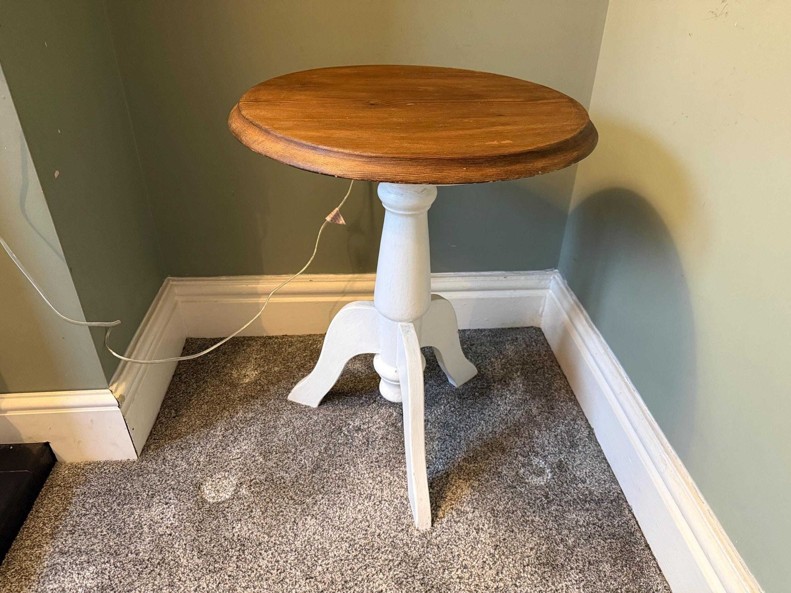 Vintage Solid Wood Painted Pine/ Mid Century Side Table / Coffee Table / Plant Stand / Pot Stand / Pedestal Table photo Furniture