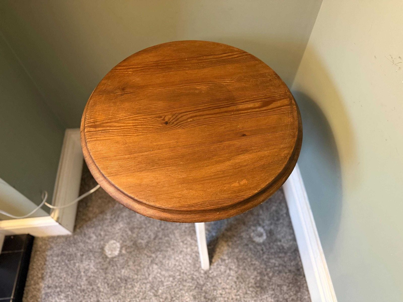 Vintage Solid Wood Painted Pine/ Mid Century Side Table / Coffee Table / Plant Stand / Pot Stand / Pedestal Table photo buy