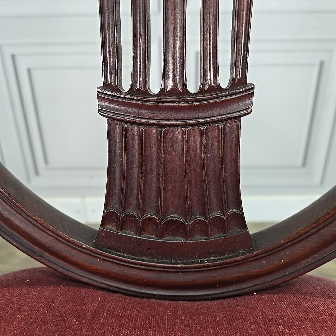 photo vinterior Antique Georgian Chair Upholstered Shield Back Hepplewhite Mahogany