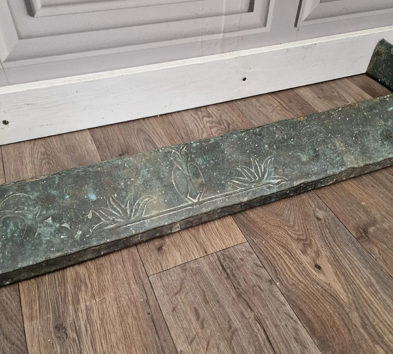 Arts & Crafts Fire Hearth Kerb Fender Brass? Copper Nouveau Antique photo vinterior