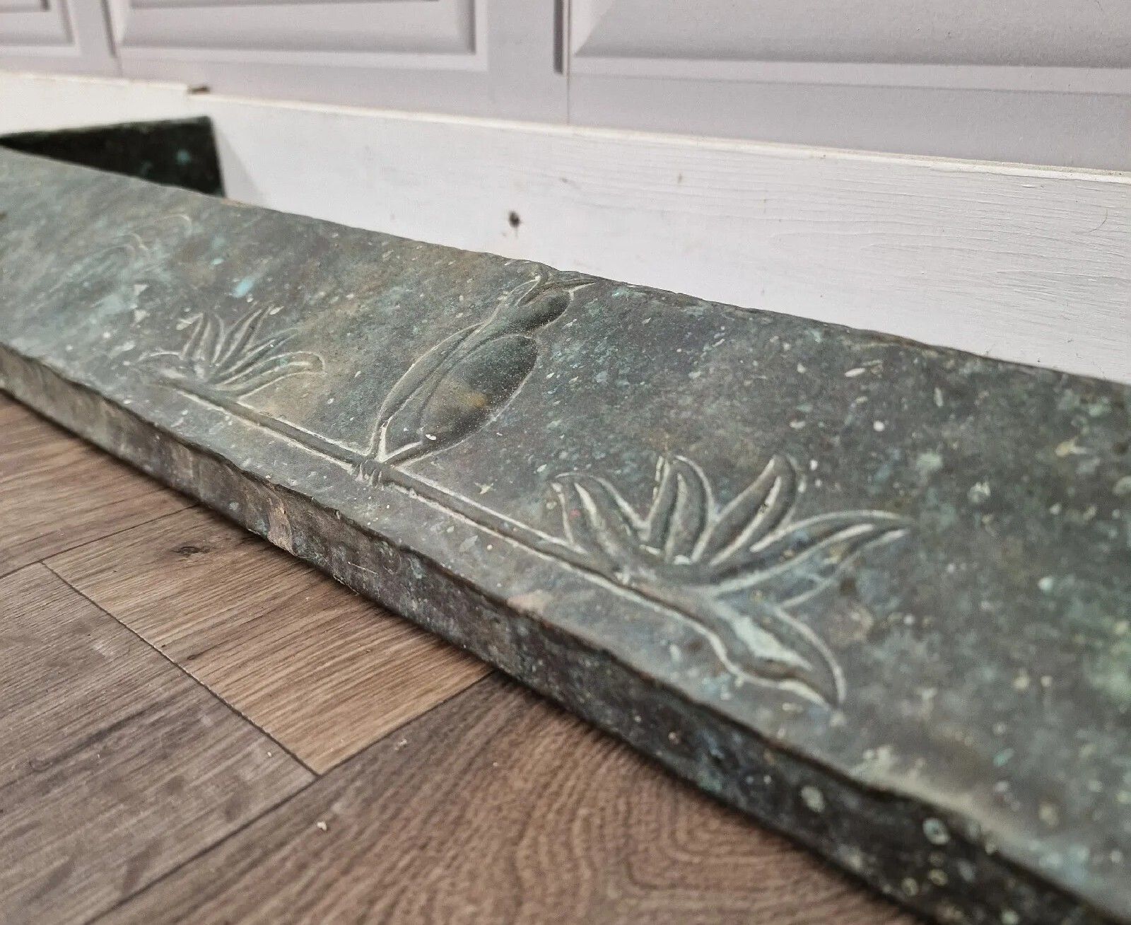 photo furniture Arts & Crafts Fire Hearth Kerb Fender Brass? Copper Nouveau Antique