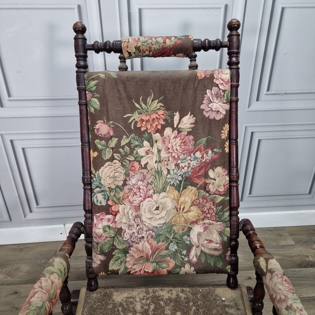 photo for sale Antique American Rocking Chair Edwardian Sprung Decorative Turned Wooden Seat