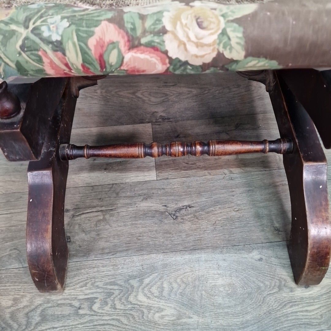 Furniture Antique American Rocking Chair Edwardian Sprung Decorative Turned Wooden Seat photo