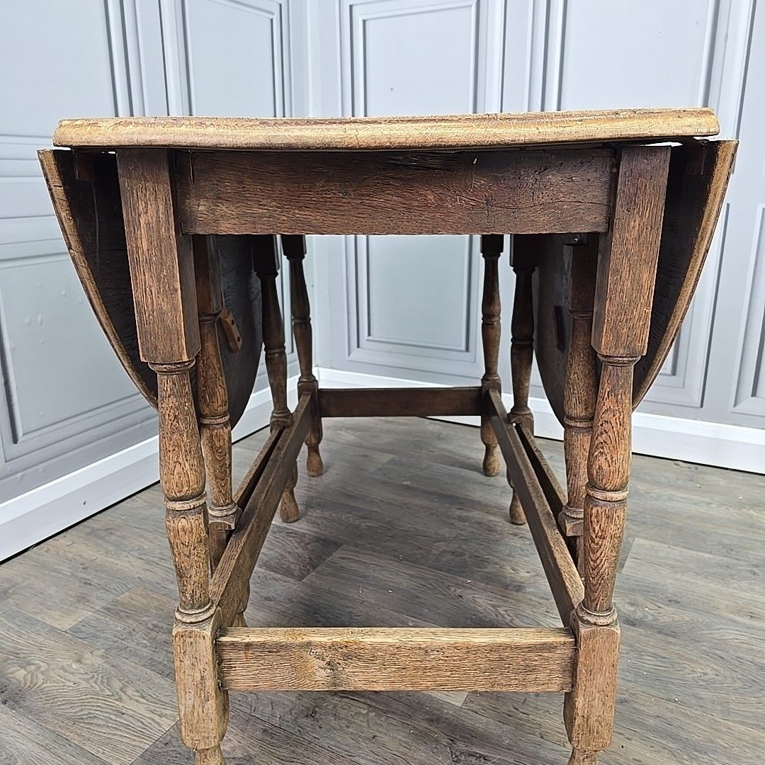 photo for sale Antique Drop Leaf Table – Solid Oak Gate Leg – Country Farmhouse Wooden Dining