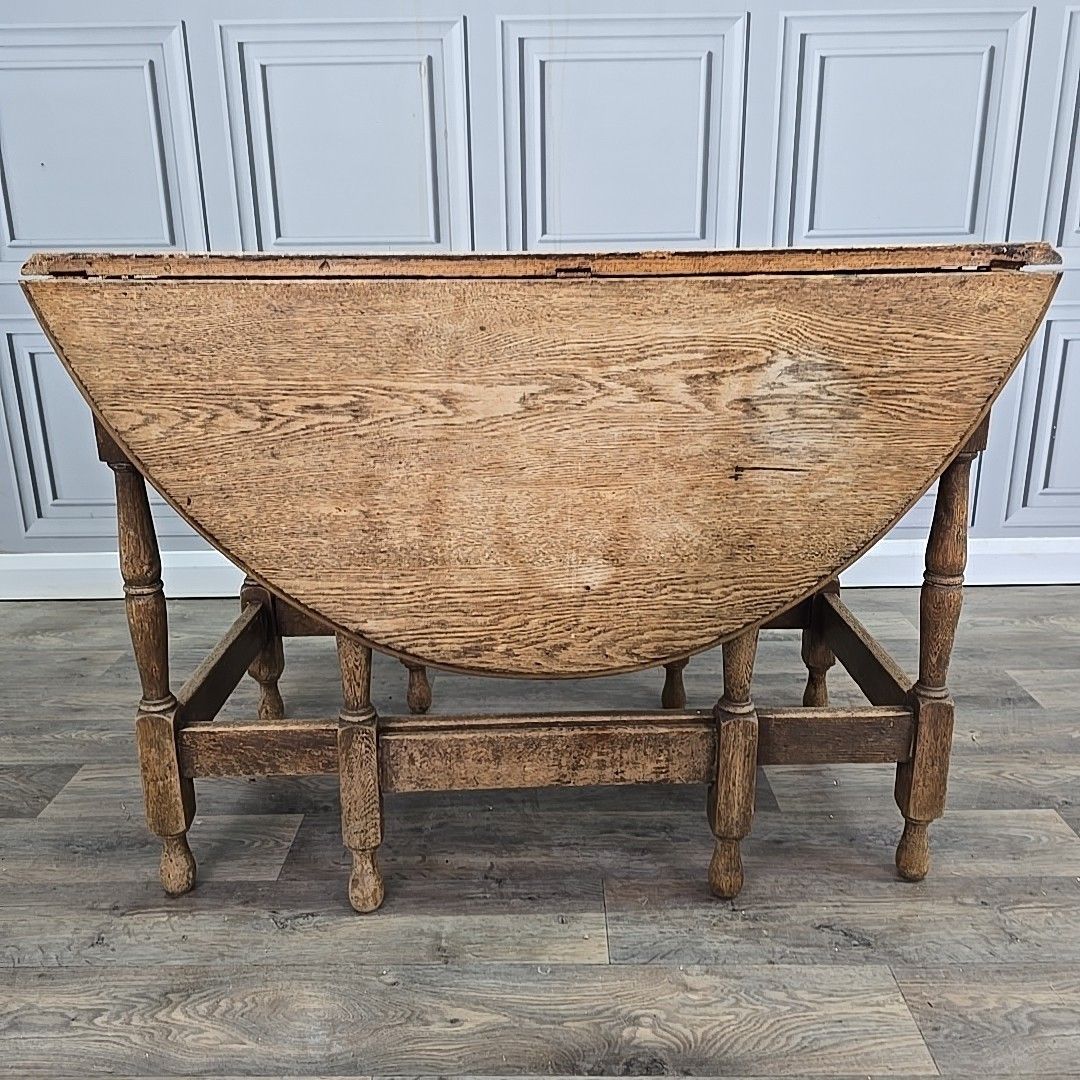 230.0 Antique Drop Leaf Table – Solid Oak Gate Leg – Country Farmhouse Wooden Dining photo