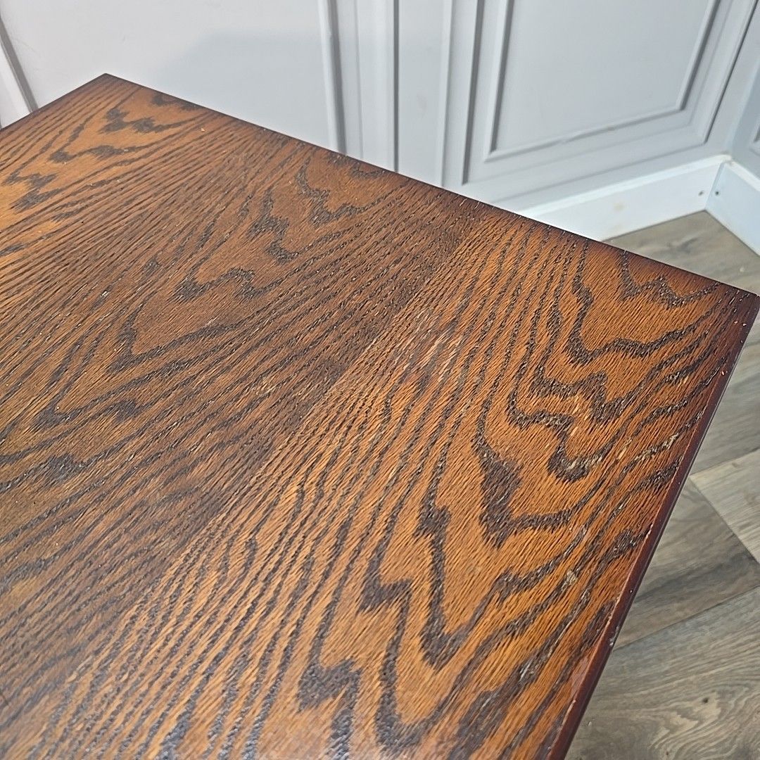 Antique Oak Coffee Table – Jacobean Gothic Revival – Turned & Carved Vintage photo vinterior