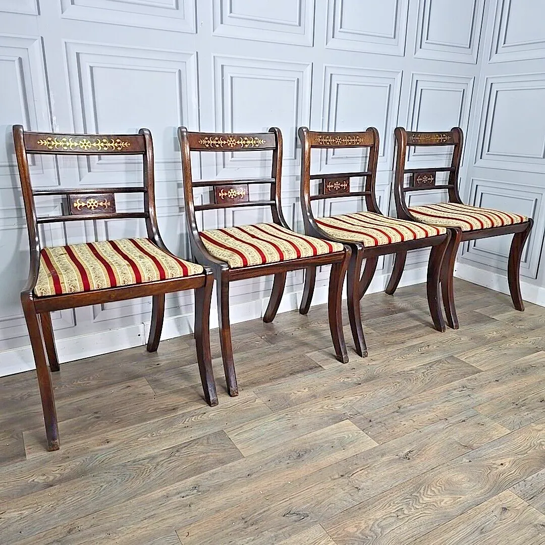Set Of 4 Dining Chairs Antique Regency Style Sabre  Solid Wooden Rosewood ?