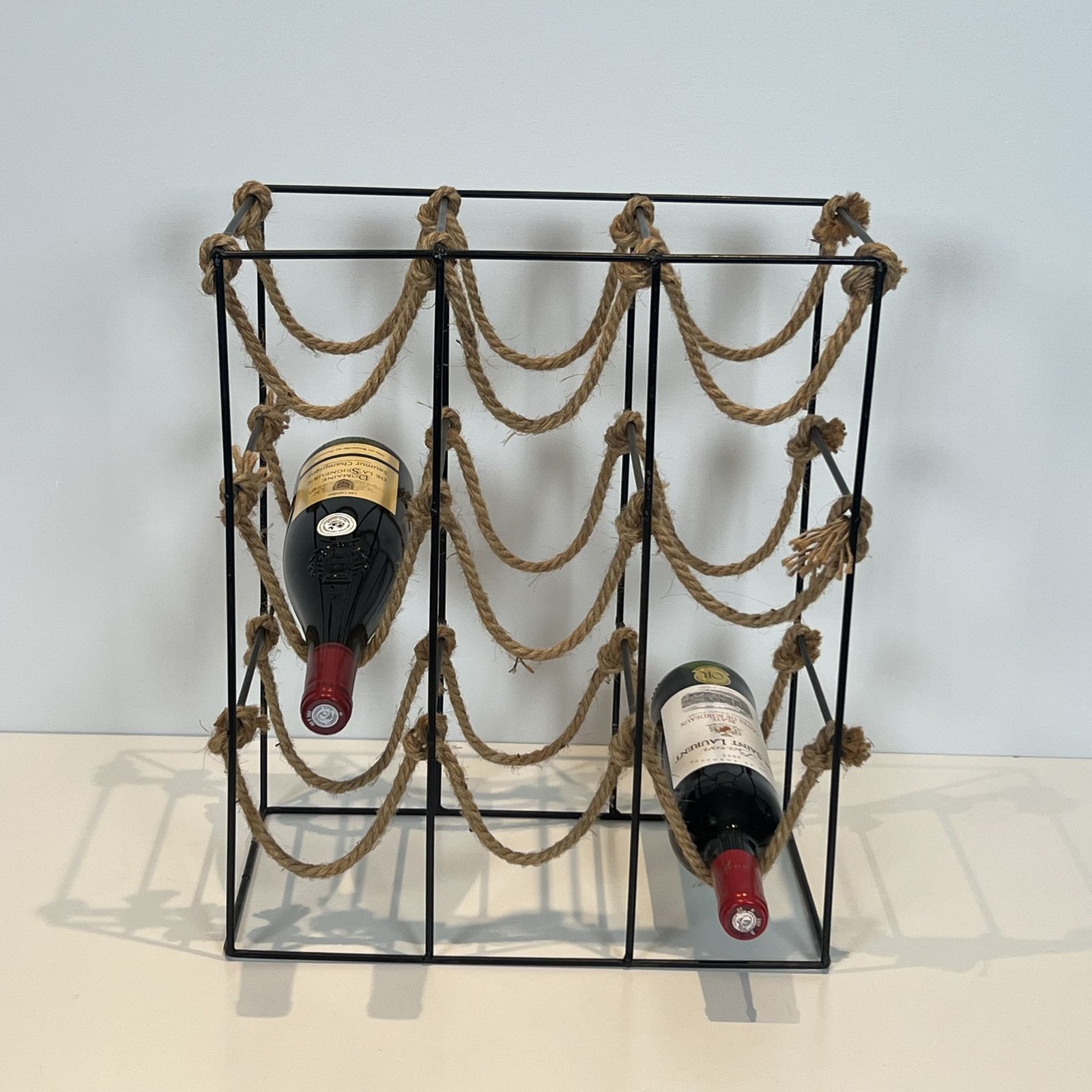 Metal And Rope Bottle Holder, 1980s photo for sale
