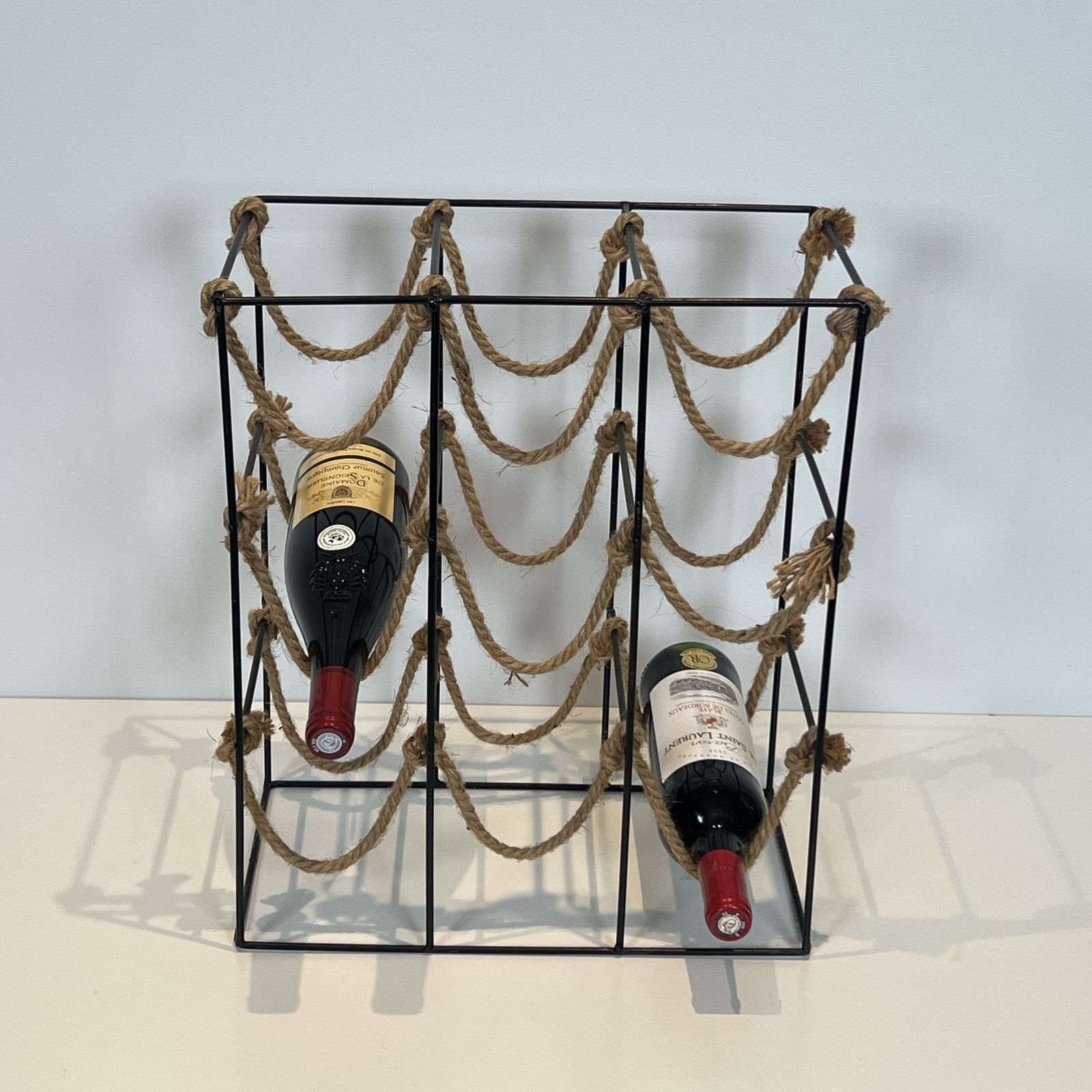 980.0 Metal And Rope Bottle Holder, 1980s photo