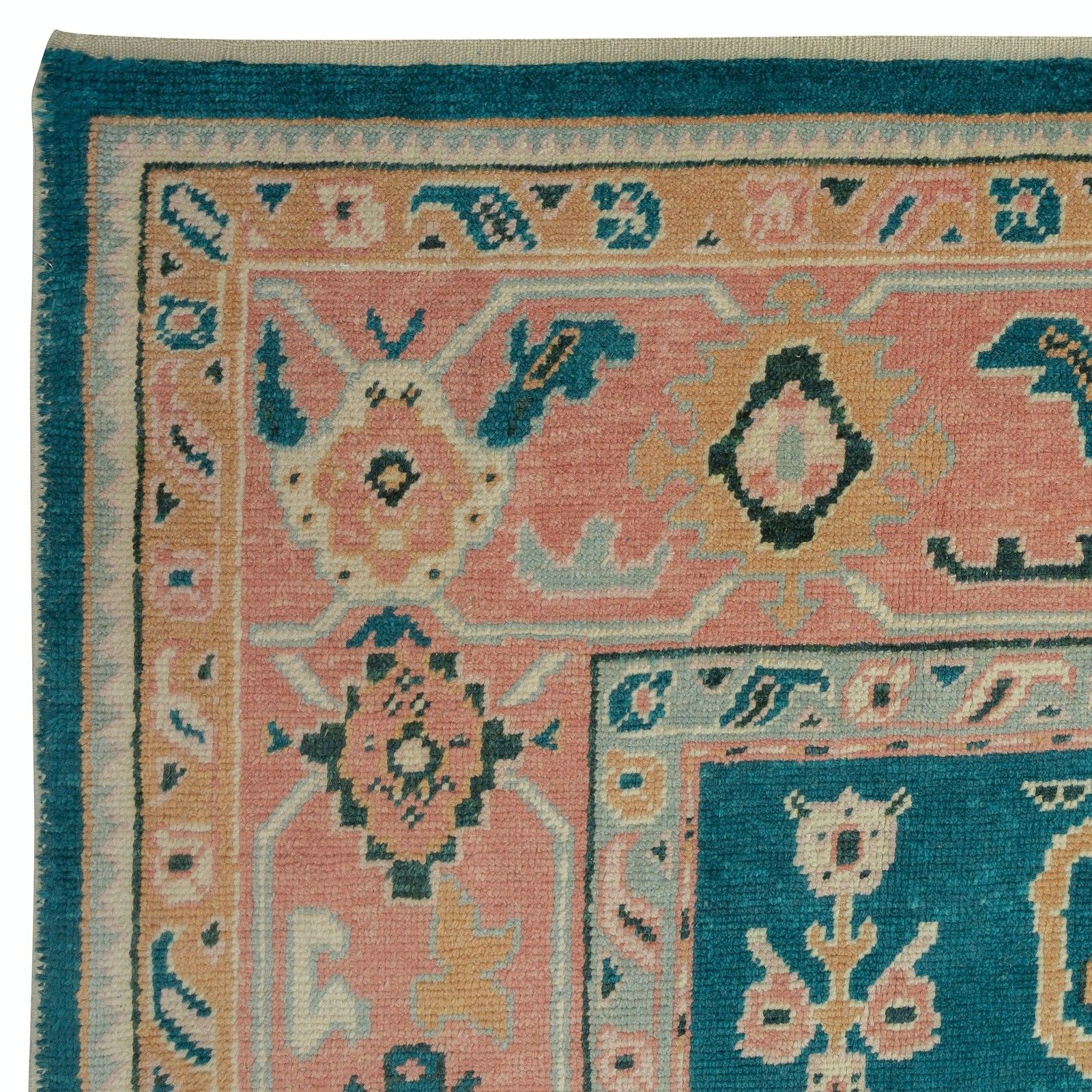9.4x12.7 Ft Hand Knotted Oushak Rug, Custom Size & Colors, Green Wool Area Rug photo vinterior