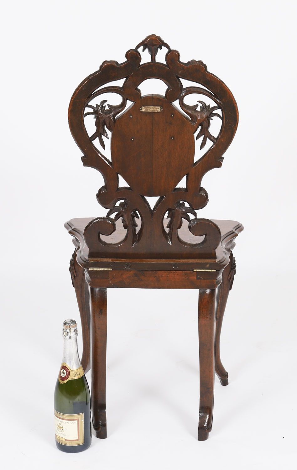 photo vinterior Antique Swiss Walnut Marquetry Inlaid Musical Chair 19th C