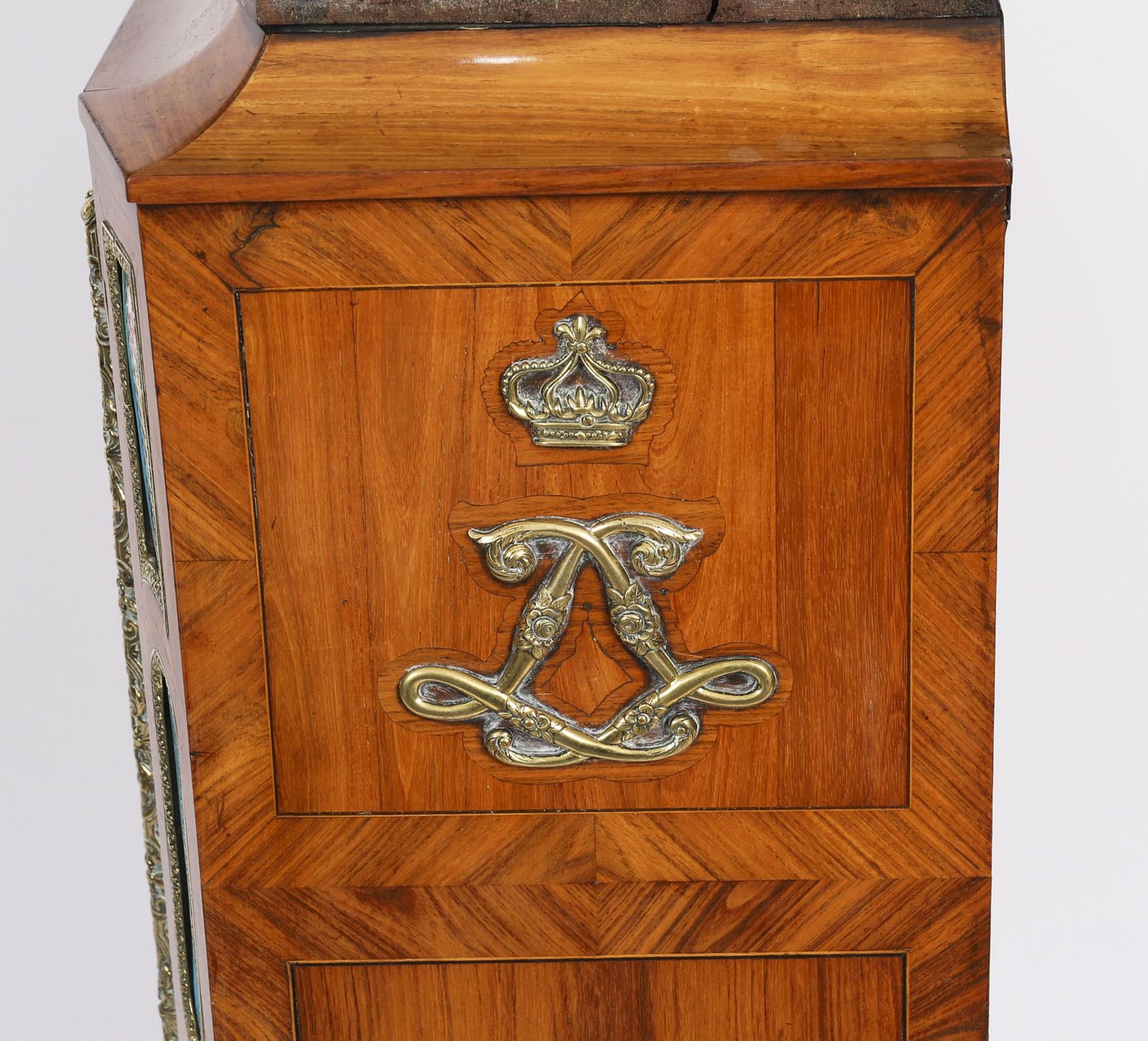 Furniture Antique French Kingwood Ormolu Pier Cabinet Sevres Plaques 19th Century photo
