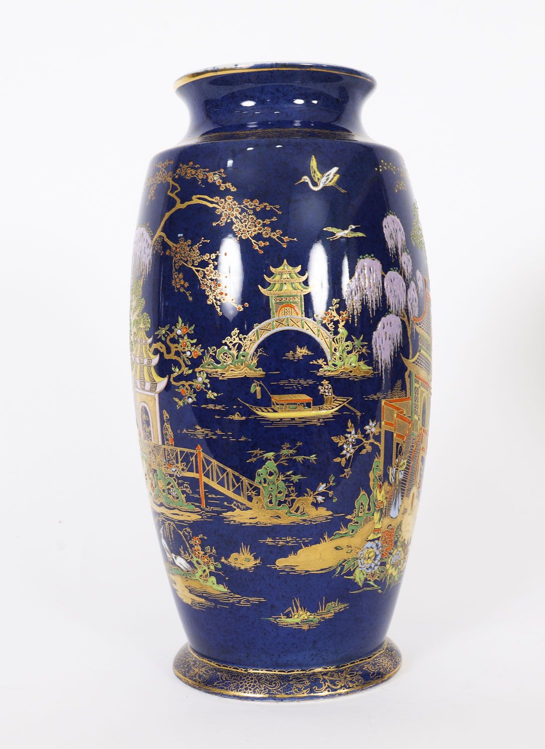 photo furniture Antique Pair Carlton Ware Cobalt Blue Porcelain Vases Circa 1920