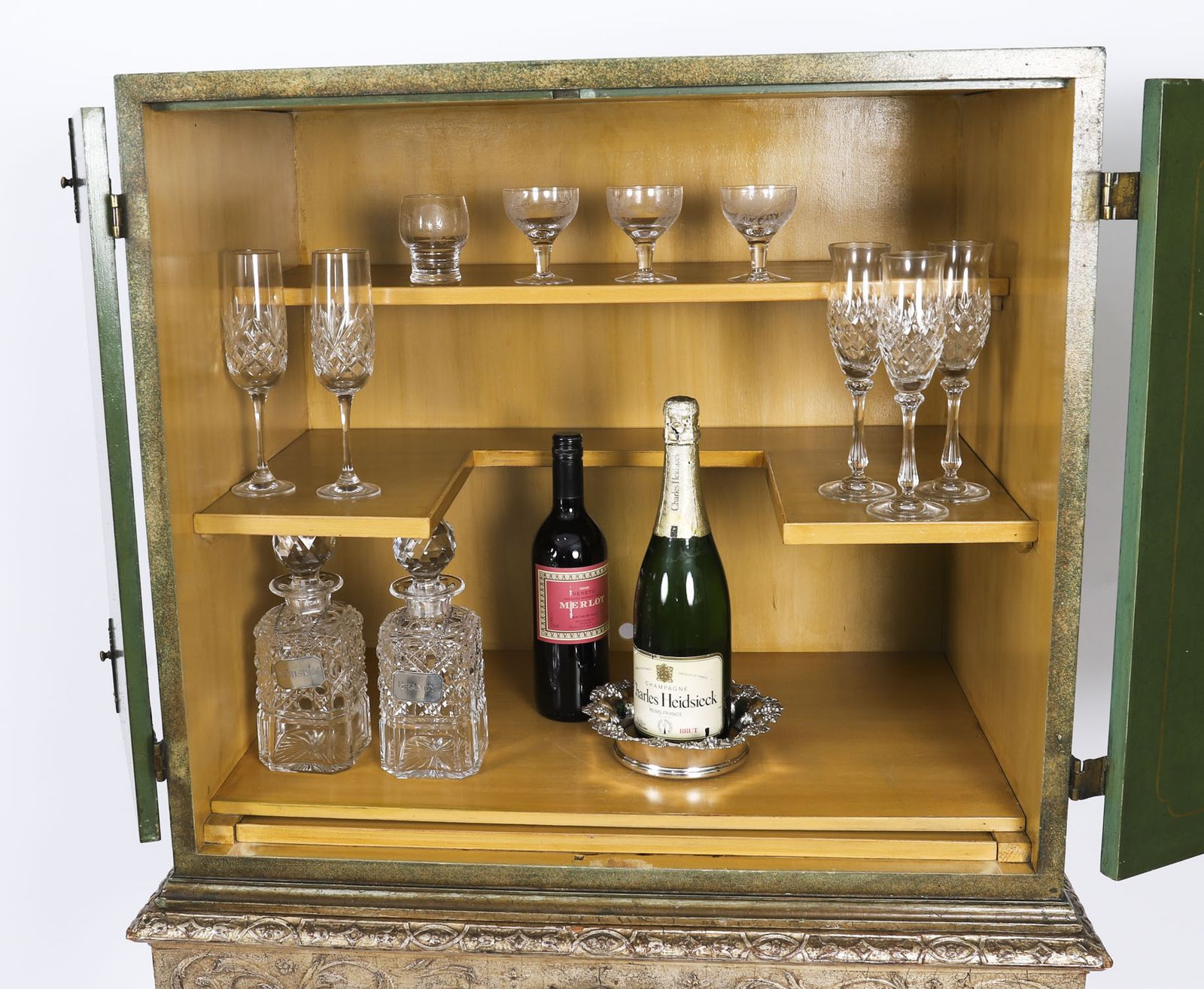 Antique Harrods Green Lacquered Cocktail Cabinet Mid 20th C photo Furniture
