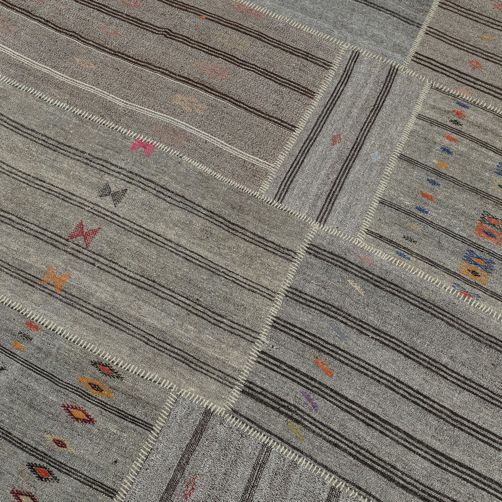 10.2x15.3 Ft Adjustable Vintage Gray Kilim, Cotton & Goat Hair Rug, Large Carpet photo furniture