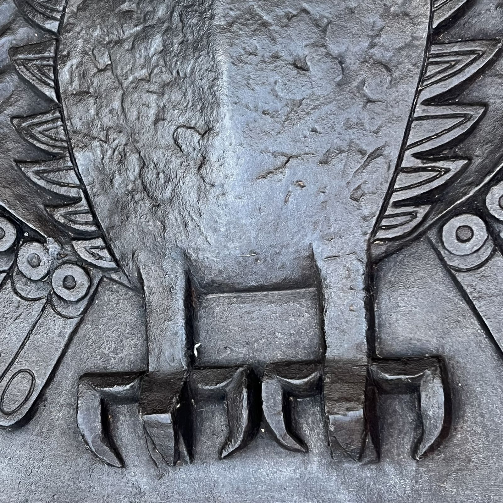 photo buy Modernist Cast Iron Fireplace Backplate, Owl Design, Signed Lucas By The Stern Foundry