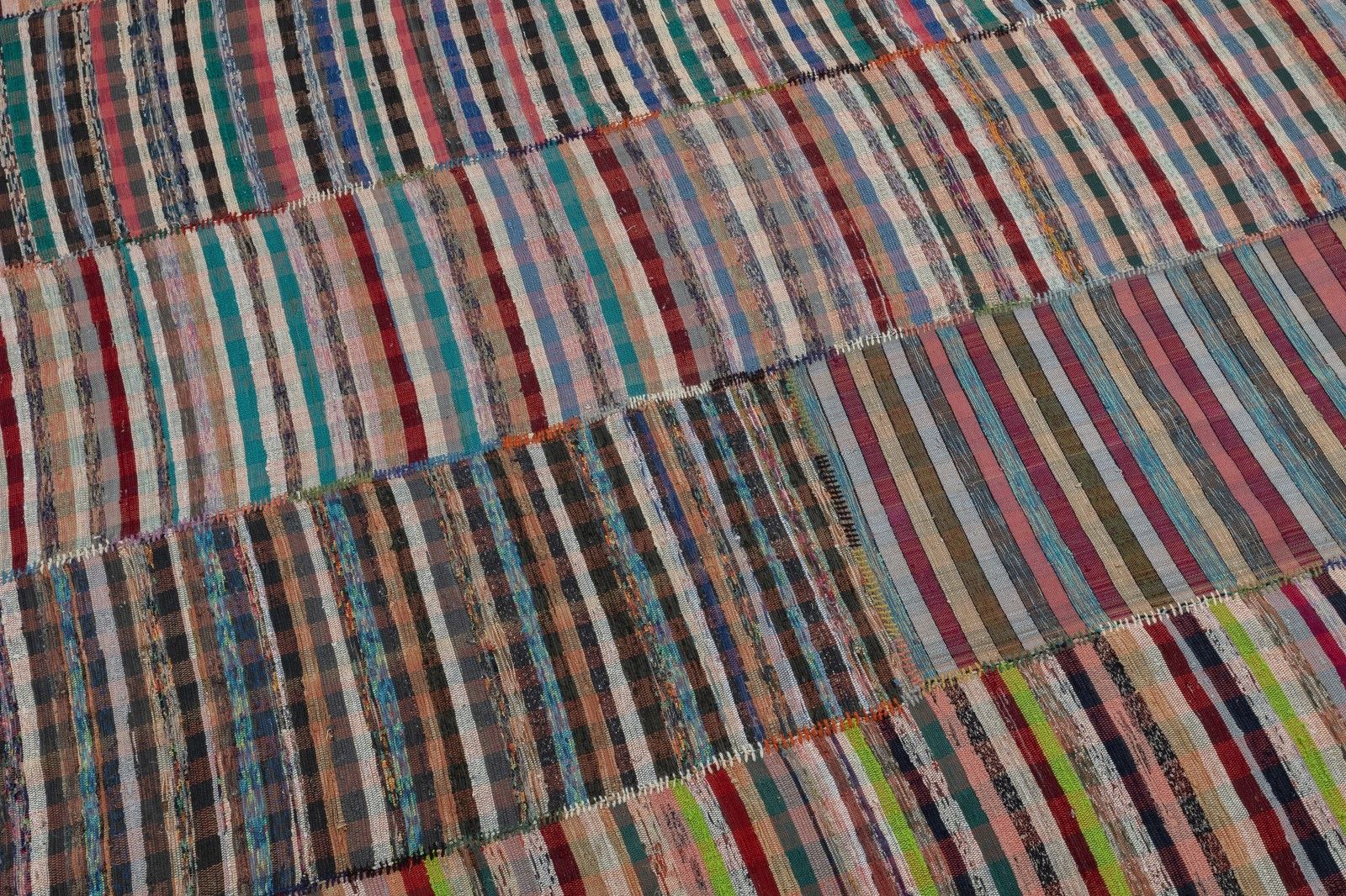 11.2x18 Ft Adjustable Oversize Rag Rug, Vintage Handmade Cotton Kilim Carpet photo for sale