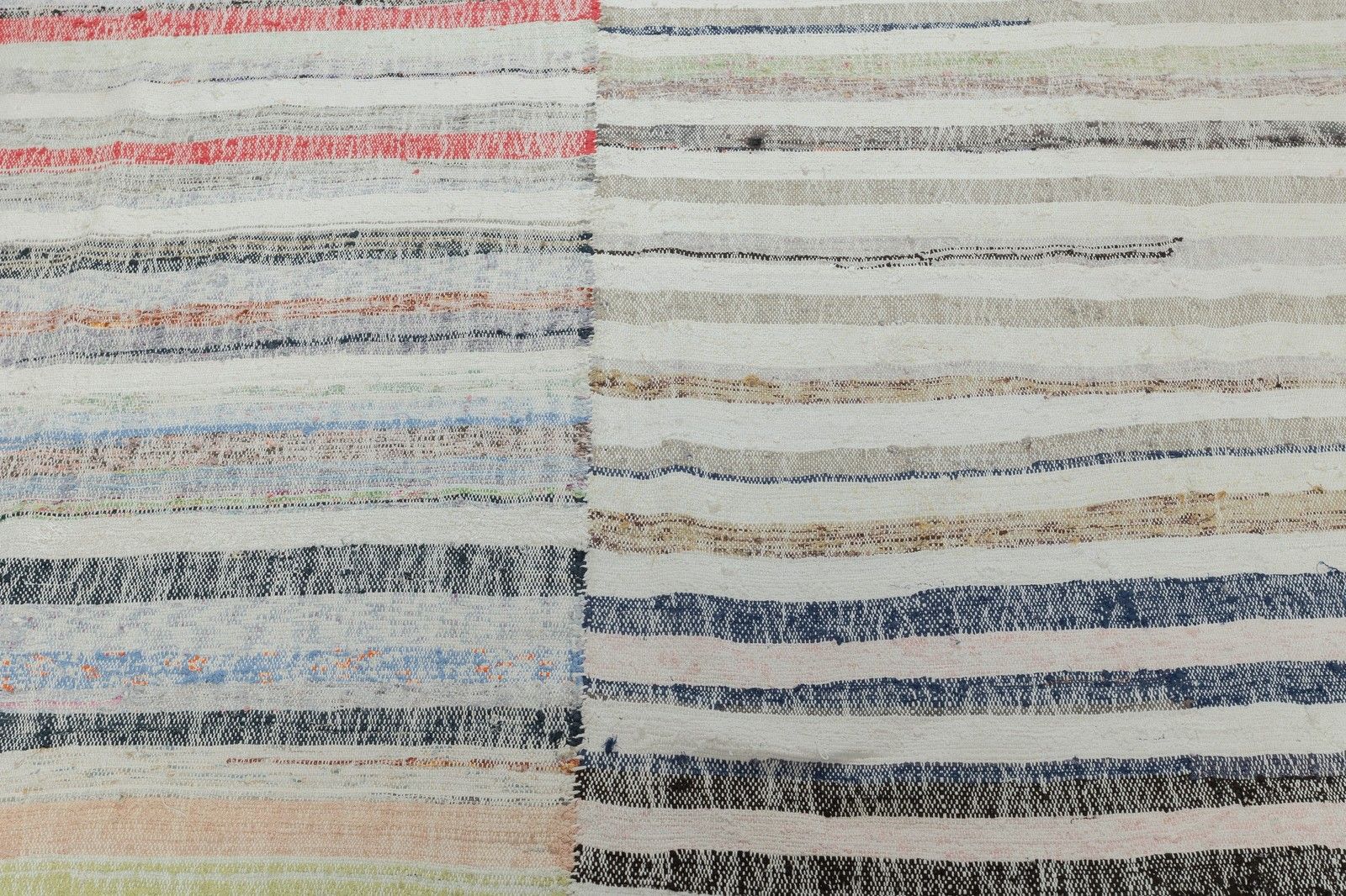 7.3x11.4 Ft Adjustable Colorful Striped Kilim, Handwoven Cotton Turkish Rag Rug photo vinterior