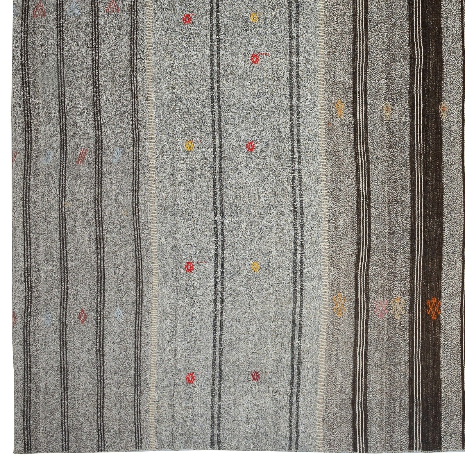 9.7x14.2 Ft Vintage Gray Kilim, Adjustable Hand Woven Carpet, Large Rug photo buy
