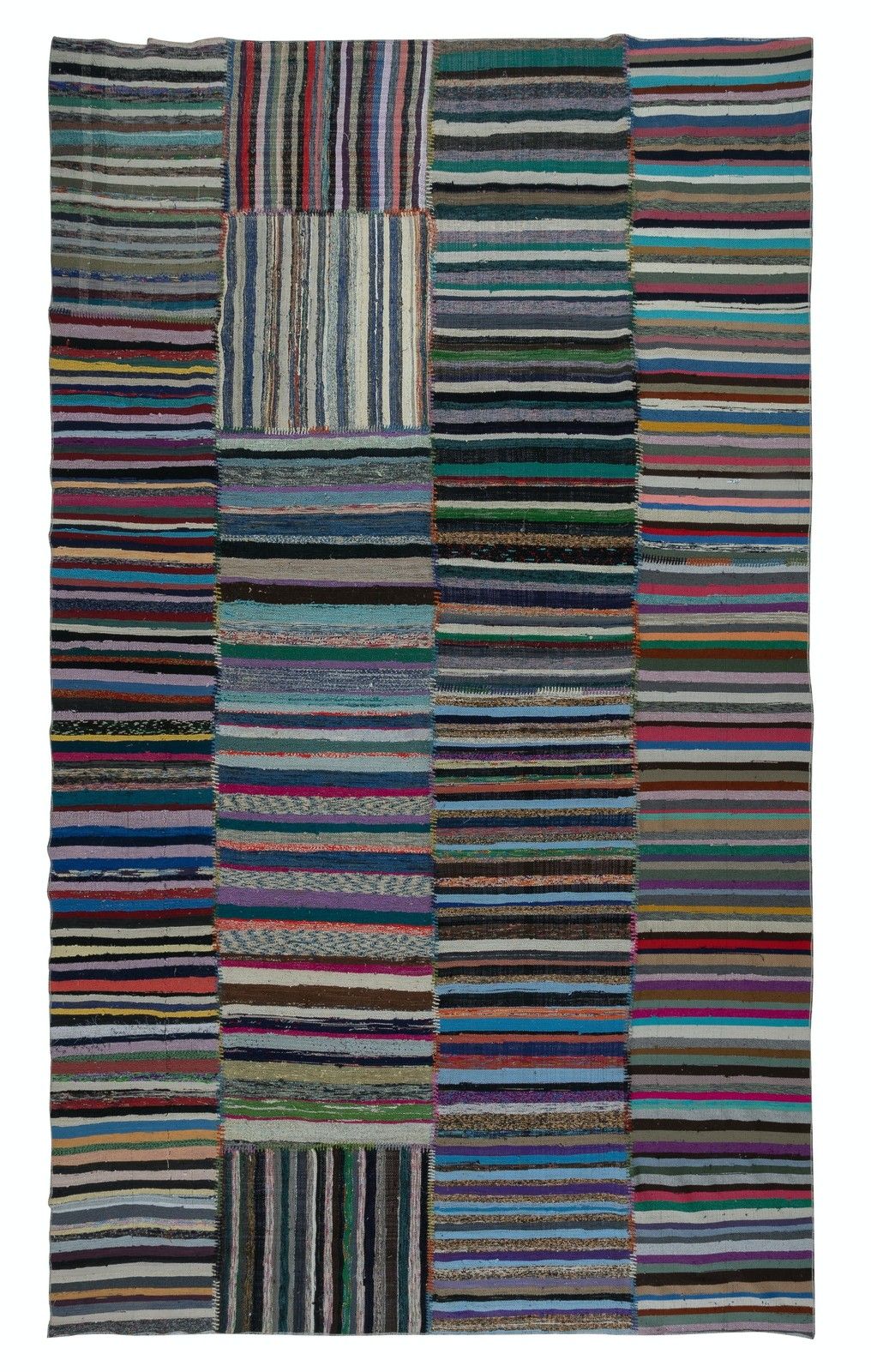 8.6x13.3 Ft Adjustable Turkish Kilim, Handmade Cotton Rag Rug, Flat Weave Carpet