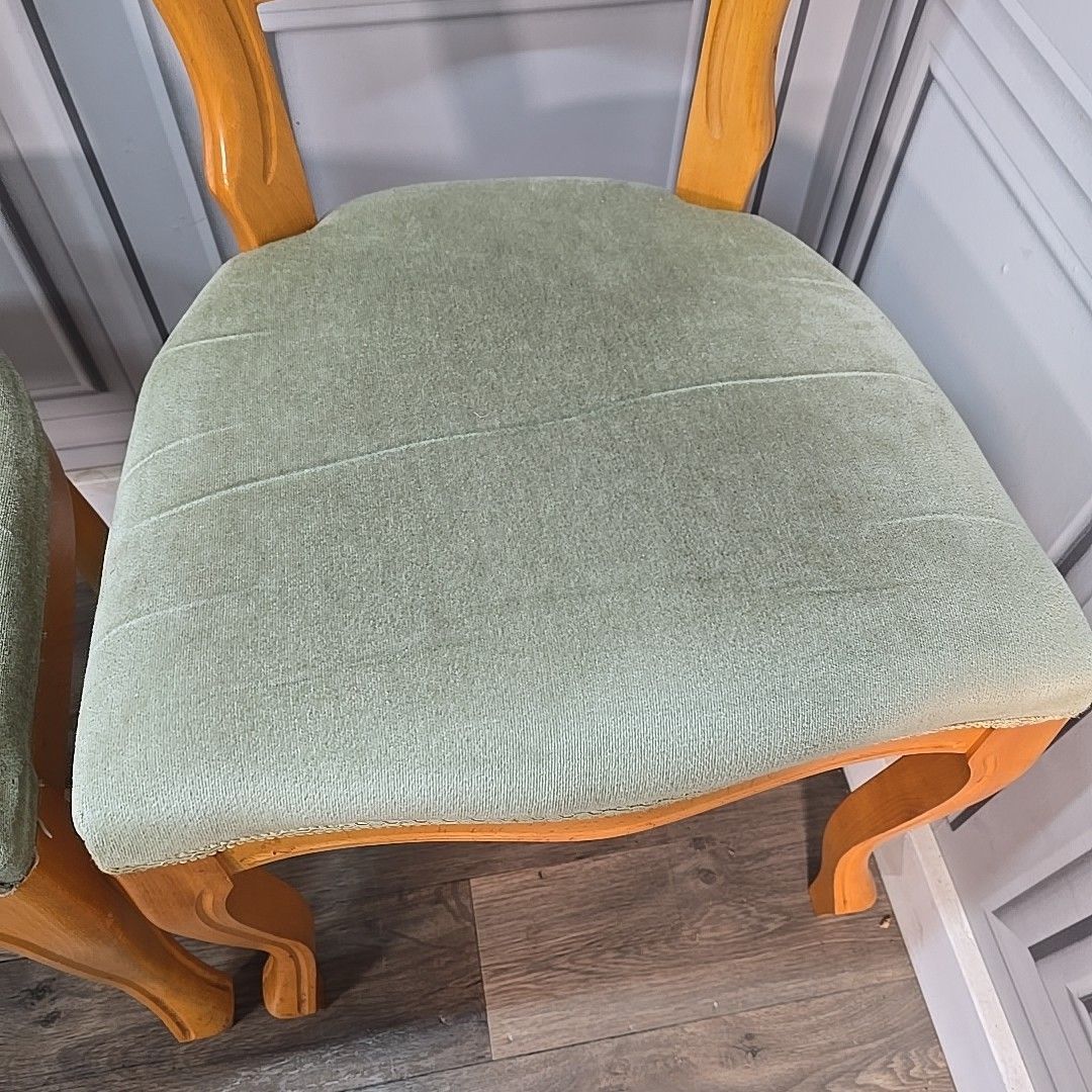 Furniture Vintage Balloon Dining Chairs Set 4 Wooden Upholstered Victorian Louis Style photo