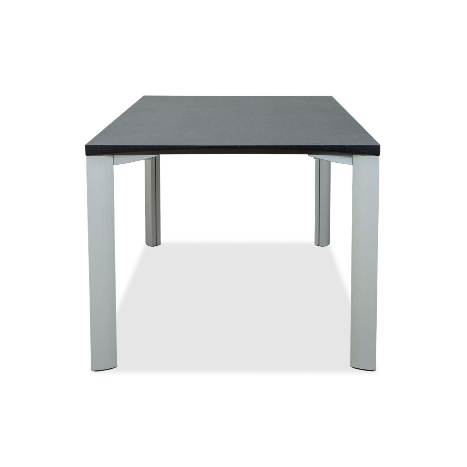 photo for sale Table à manger Rosenthal, gris foncé, pieds argentés, 180 x 90 cm