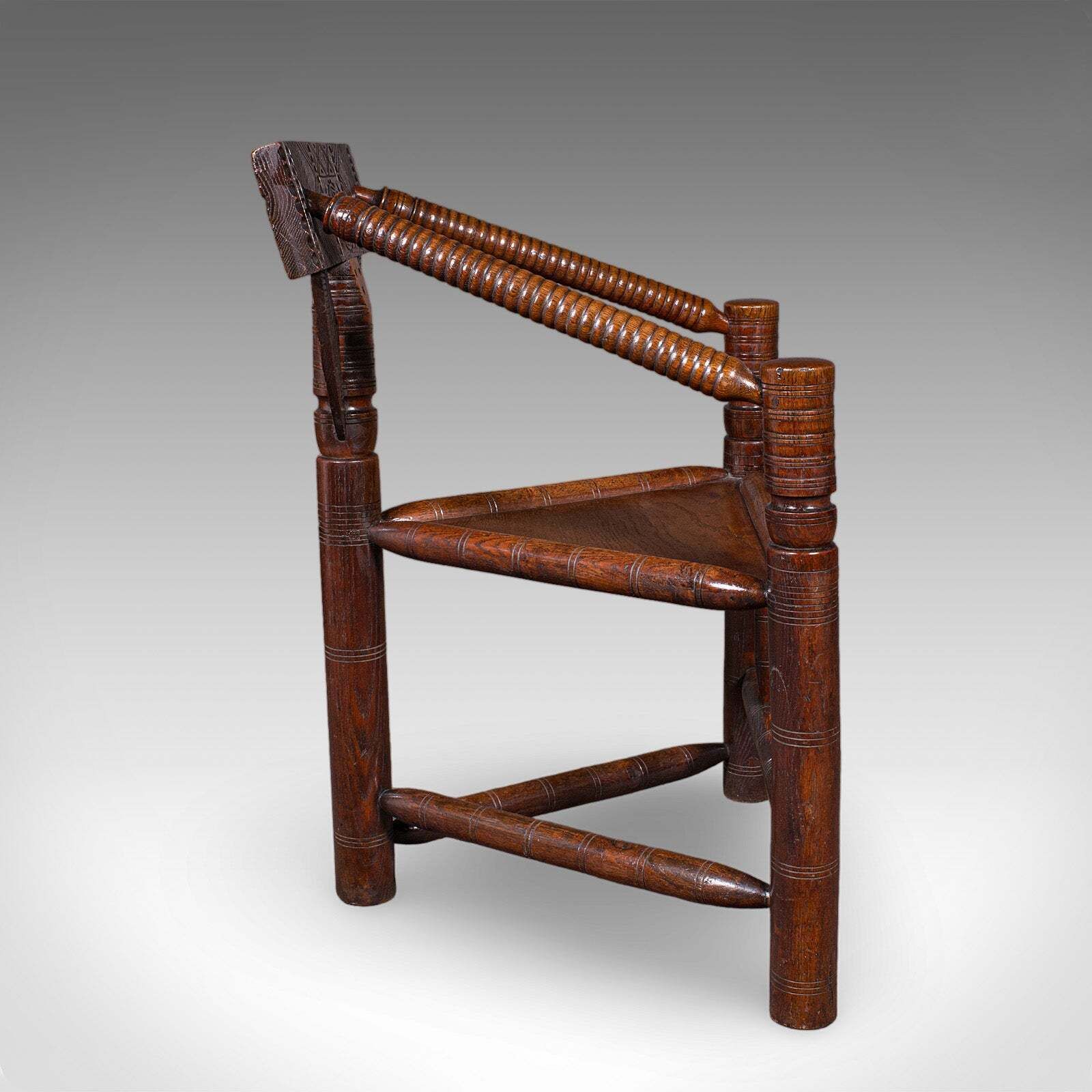 Antique Turner's Armchair, English, Oak, Old Saxon Chair, Elbow Seat, Victorian photo for sale