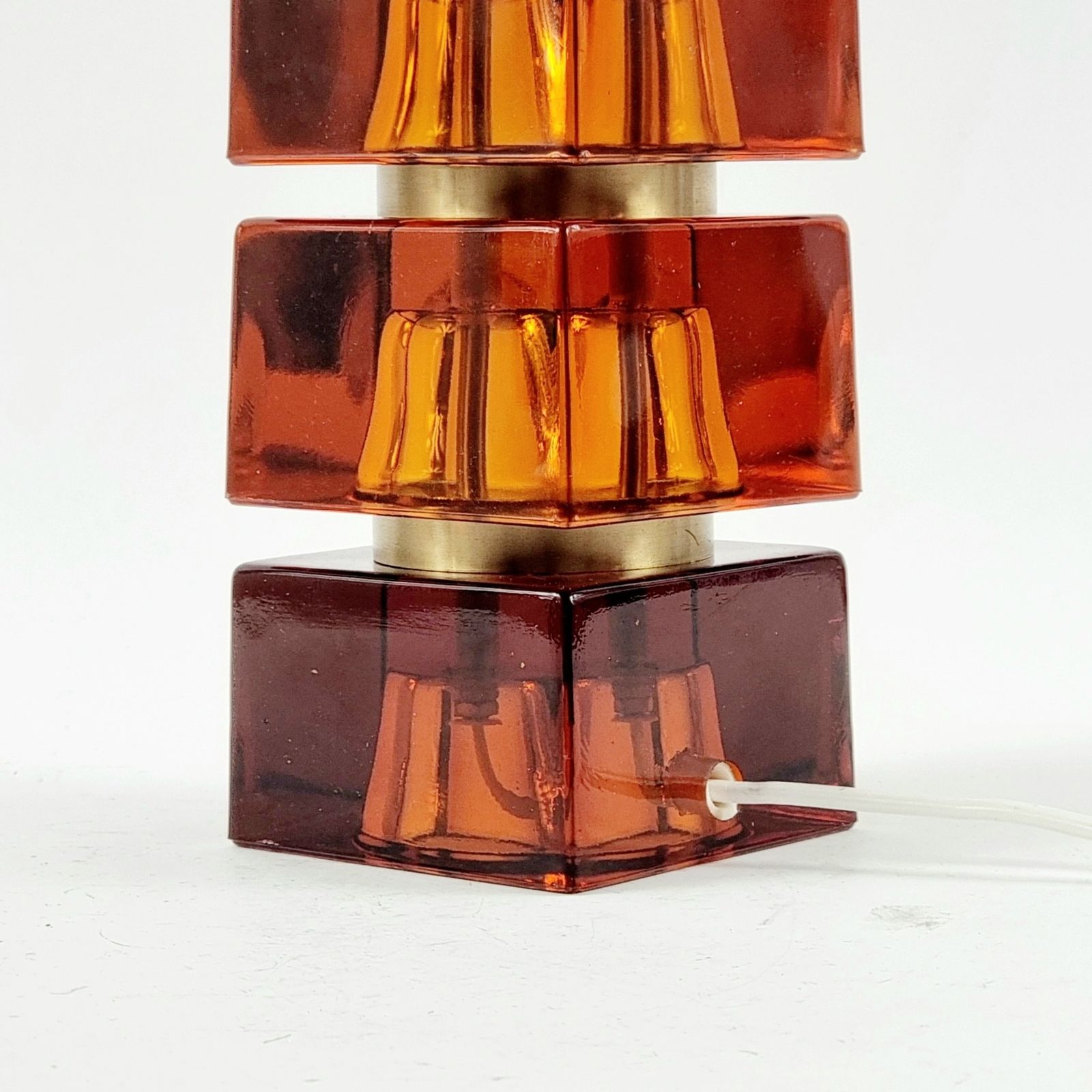 Grote Mid Century Scandinavische Kunstglas  En Messing Tafellamp Van Carl Fagerlund Voor Orrefors, Zweden, Jaren 1960 photo buy