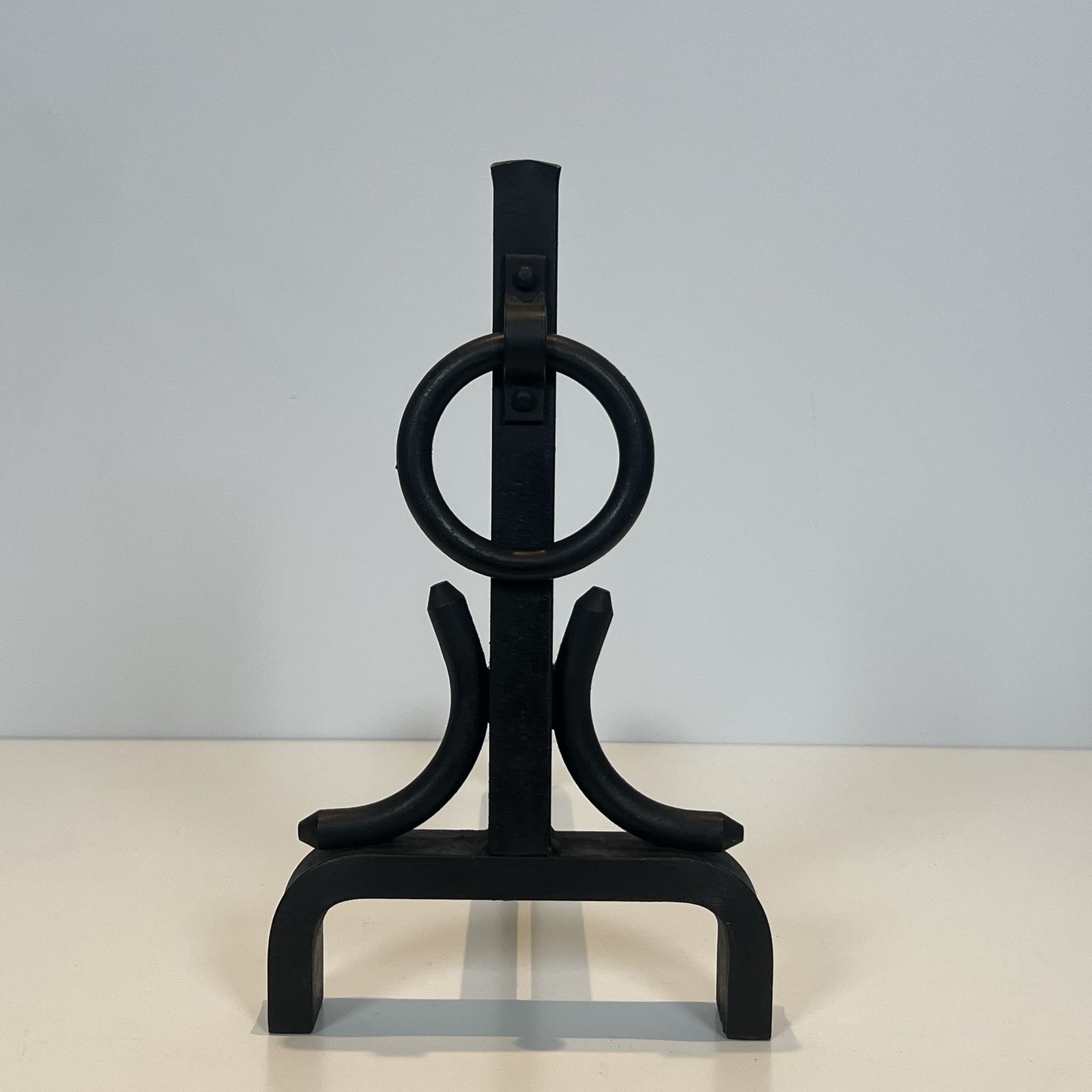 Pair Of Modernist Wrought Iron Andirons In The Style Of Jacques Adnet photo buy