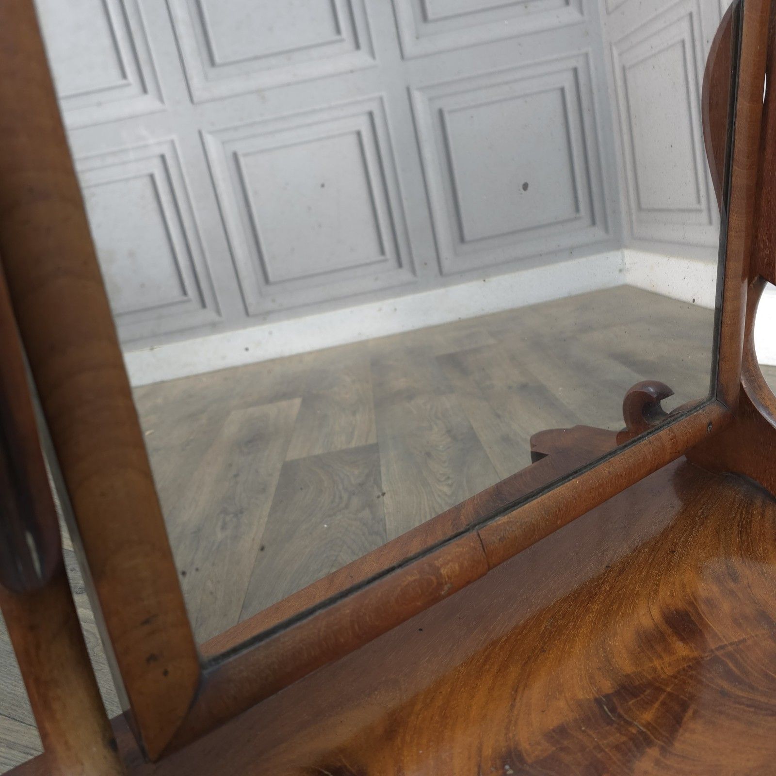 Antique Dressing Table Mirror & Drawers Victorian Flame Mahogany Bedroom Loo photo 170.0