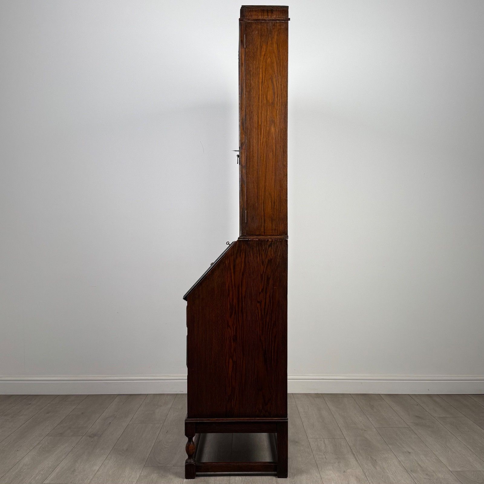 Antique 20th Century Good Quality Bureau Bookcase In Oak photo 625.0