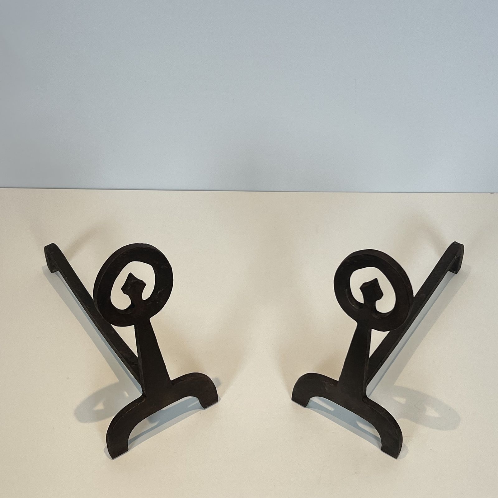 Pair Of Modernist Wrought Iron Andirons photo furniture