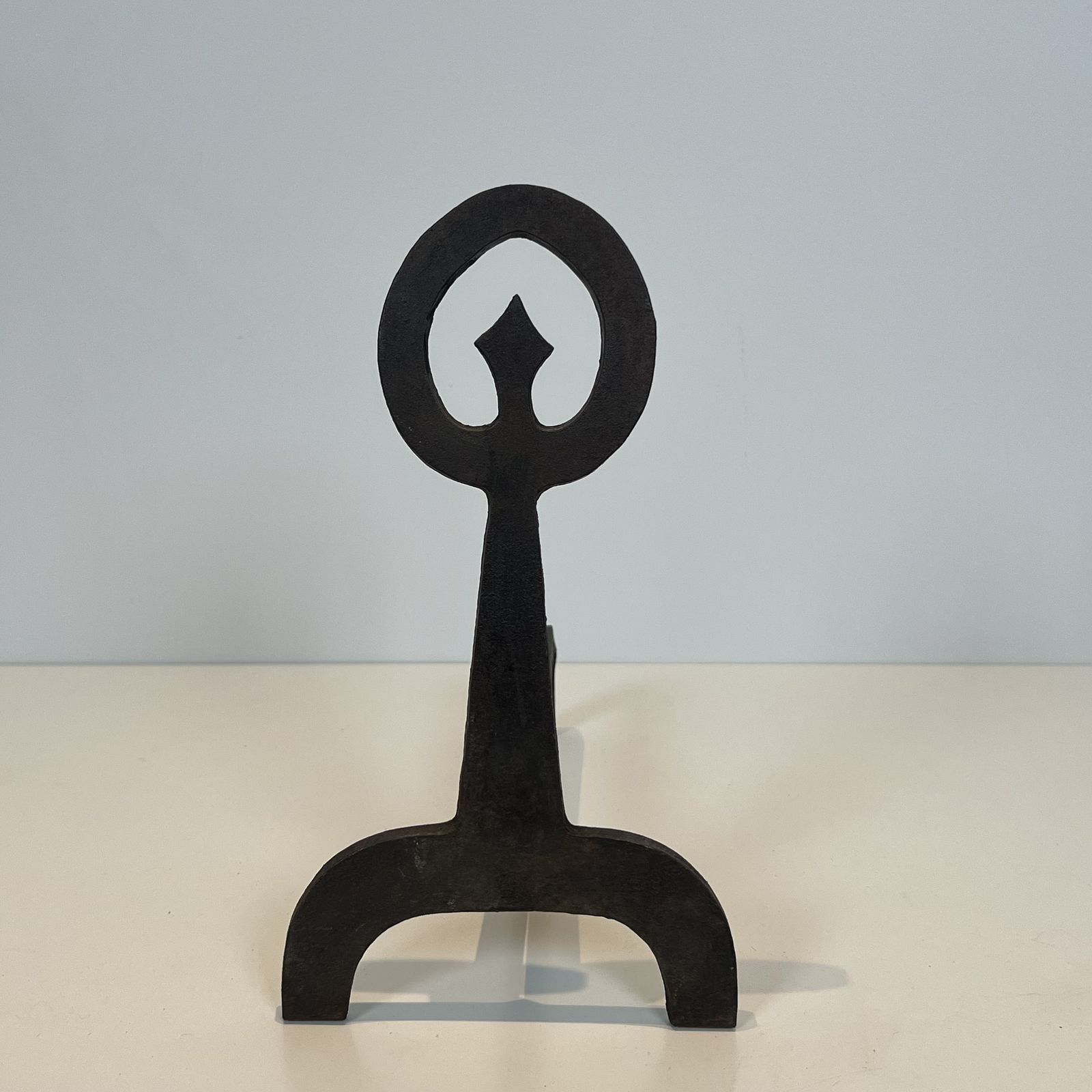 Pair Of Modernist Wrought Iron Andirons photo vintage