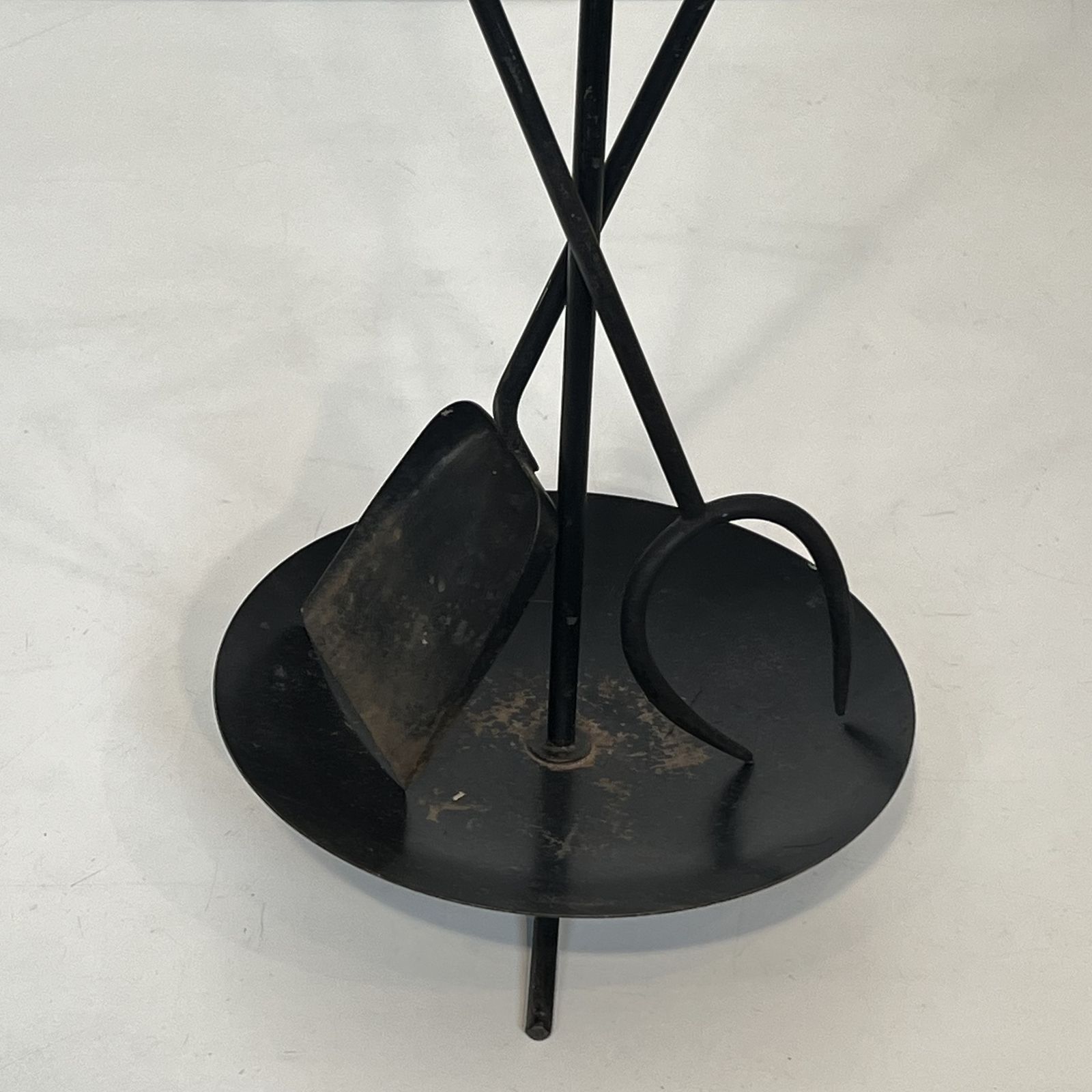 photo furniture Fire Set, Designer Style, In Black Lacquered Metal And Brass