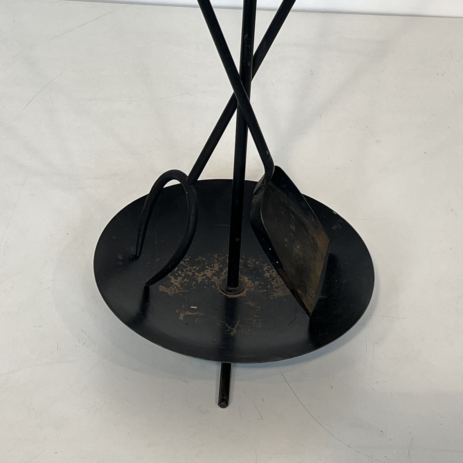 photo for sale Fire Set, Designer Style, In Black Lacquered Metal And Brass