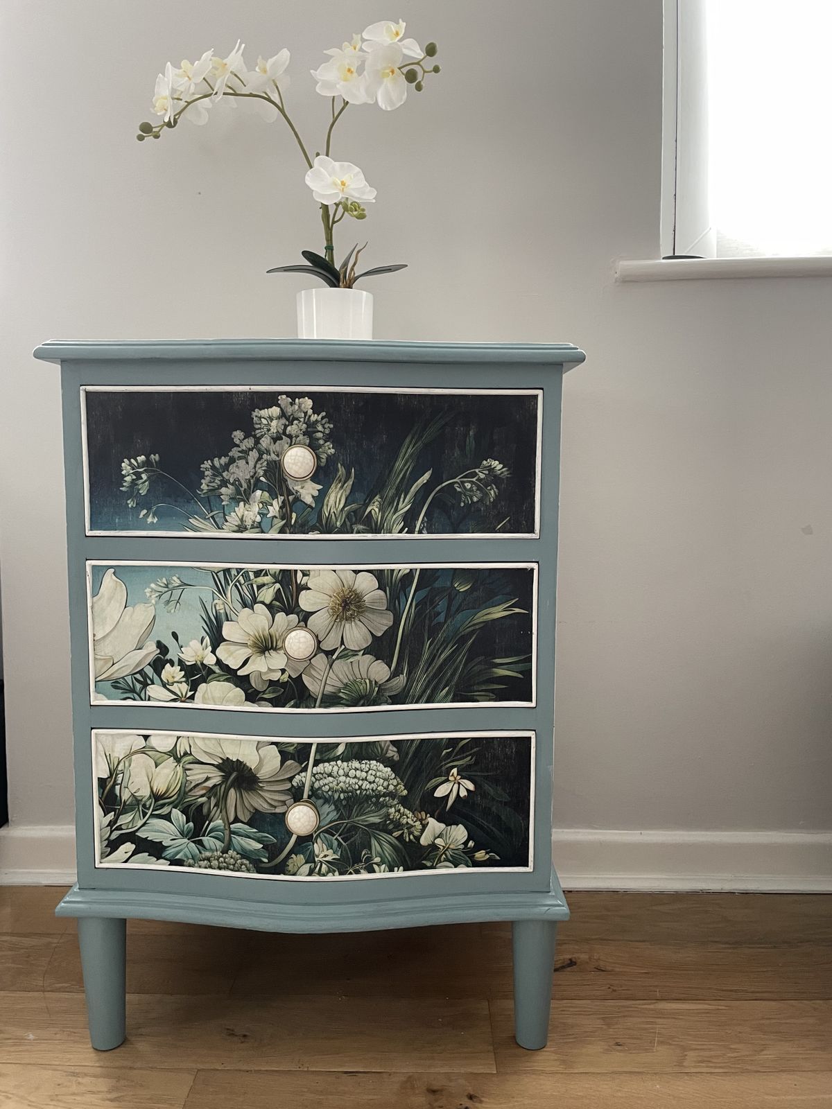 Refurbished, Decoupaged Chest Of Drawers