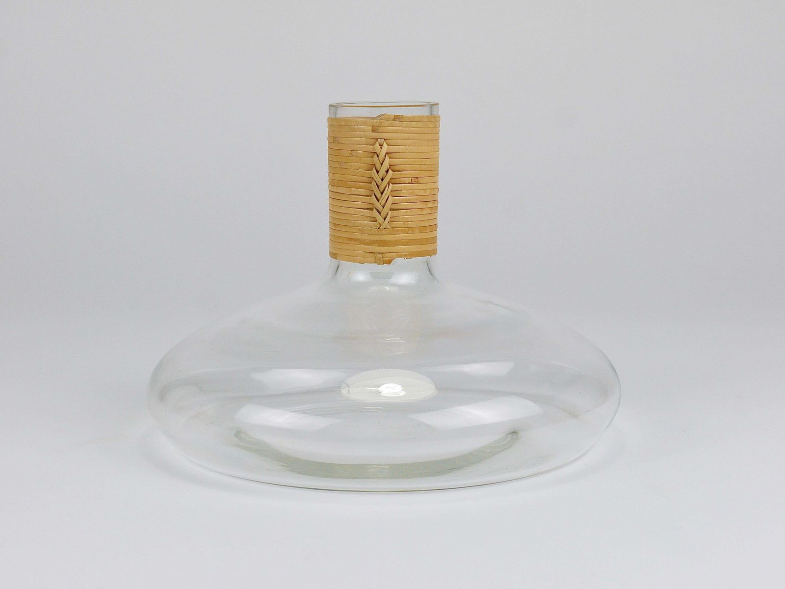 Carl Aubock Vase Decanter "Tuberkulinkolben" Raffia Wicker Top, Austria, 1950s photo for sale