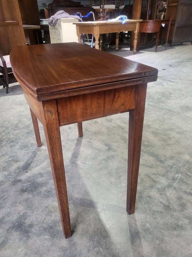 Furniture Antique Edwardian Small Fold Over Occasional Dining Work Table Desk Seat 4 photo