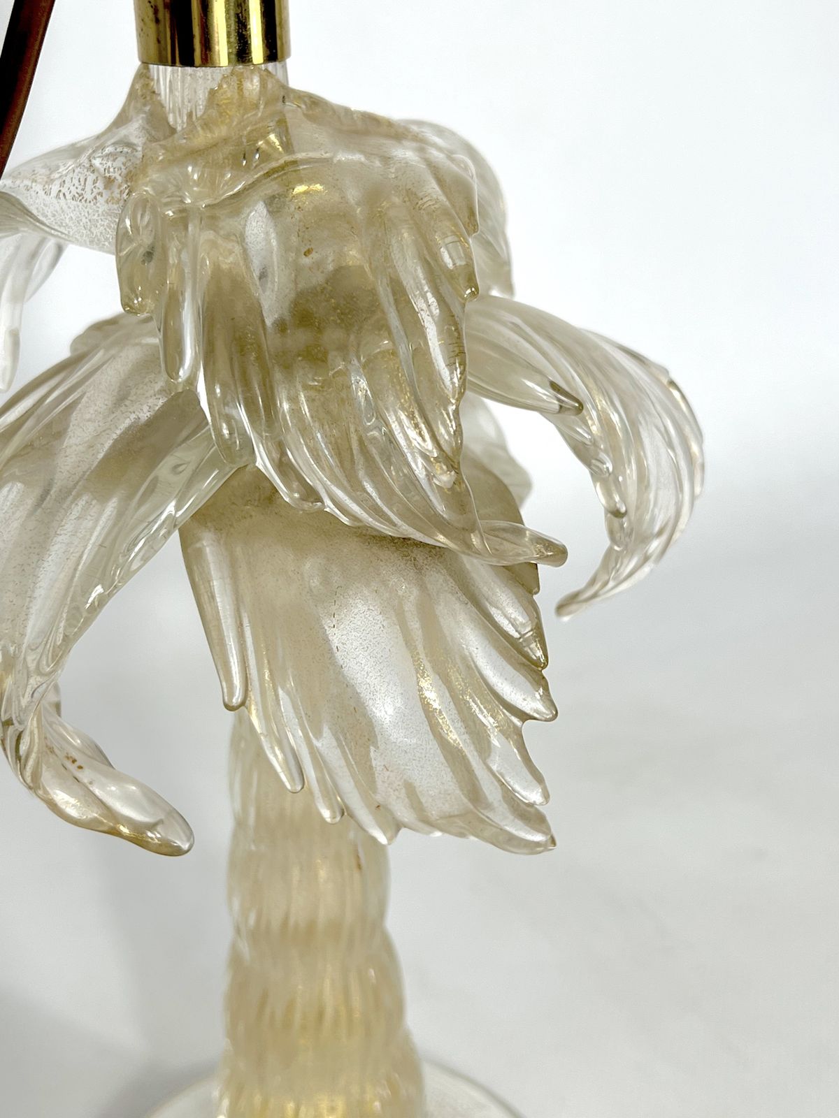 Lighting Mid Century Rare Brass And Murano Glass Table Lamp By Tommaso Barbi photo