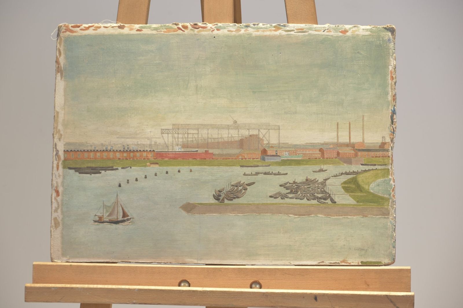 Hamburg Harbor, Around 1910, Oil On Cardboard, Inscribed A.Luxemburg