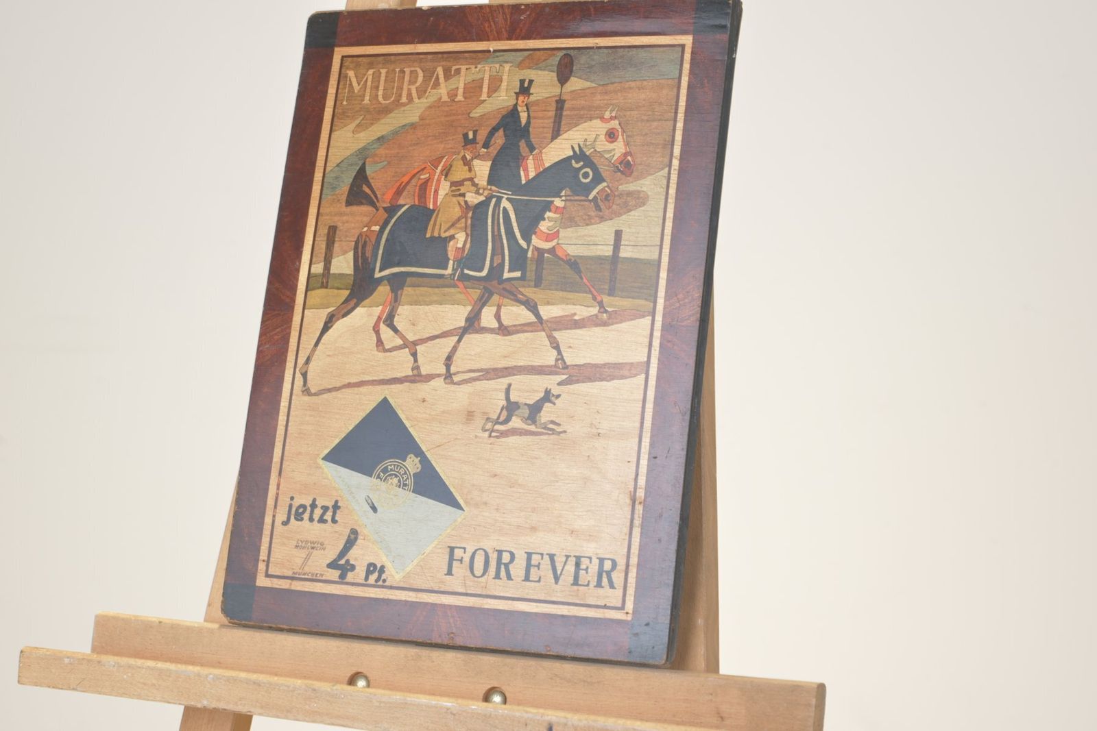 Muratti Forever Advertising Poster In Plywood By Ludwig Hohlwein, Munich, Germany, 1910s photo 303.0