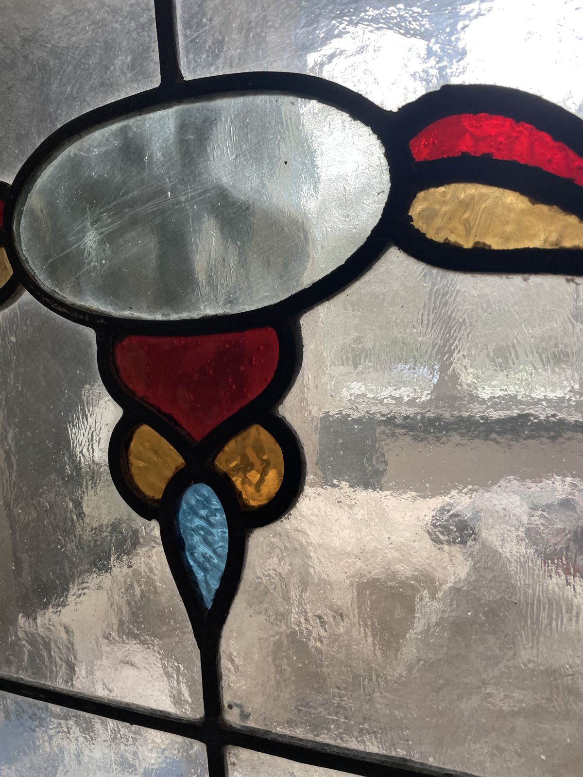 Victorian  Leaded & Coloured Glass Window Panel With Stylised Floral Motif C1890 photo Home Fixtures