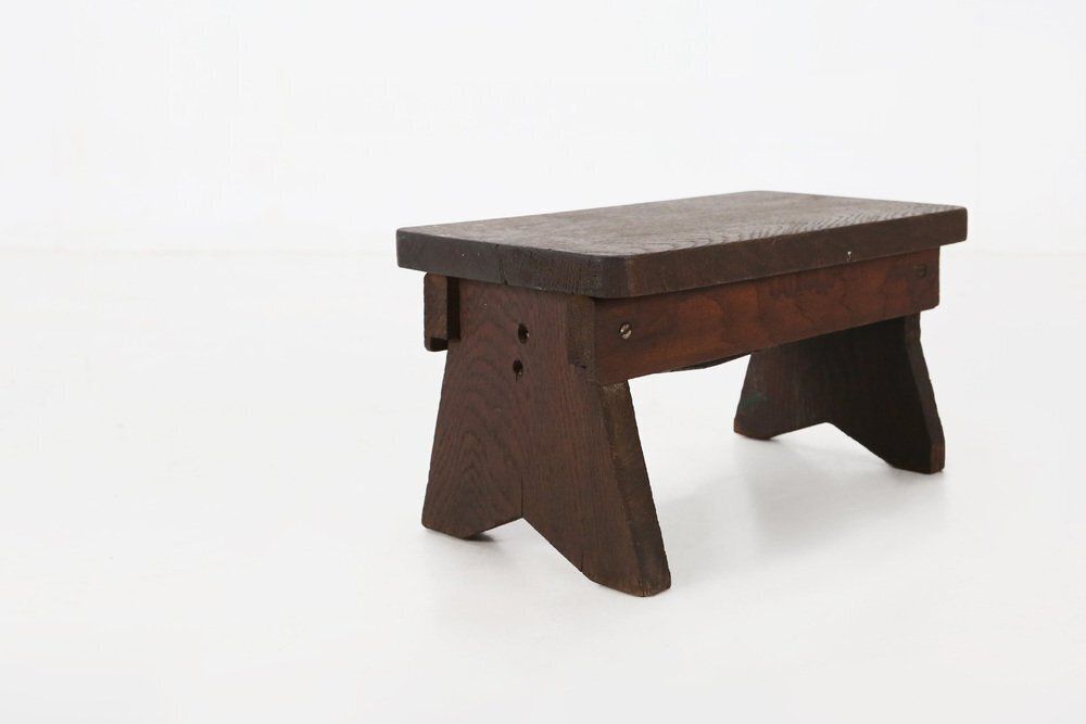 Rustic Wooden Stool, Belgium 1880s photo furniture