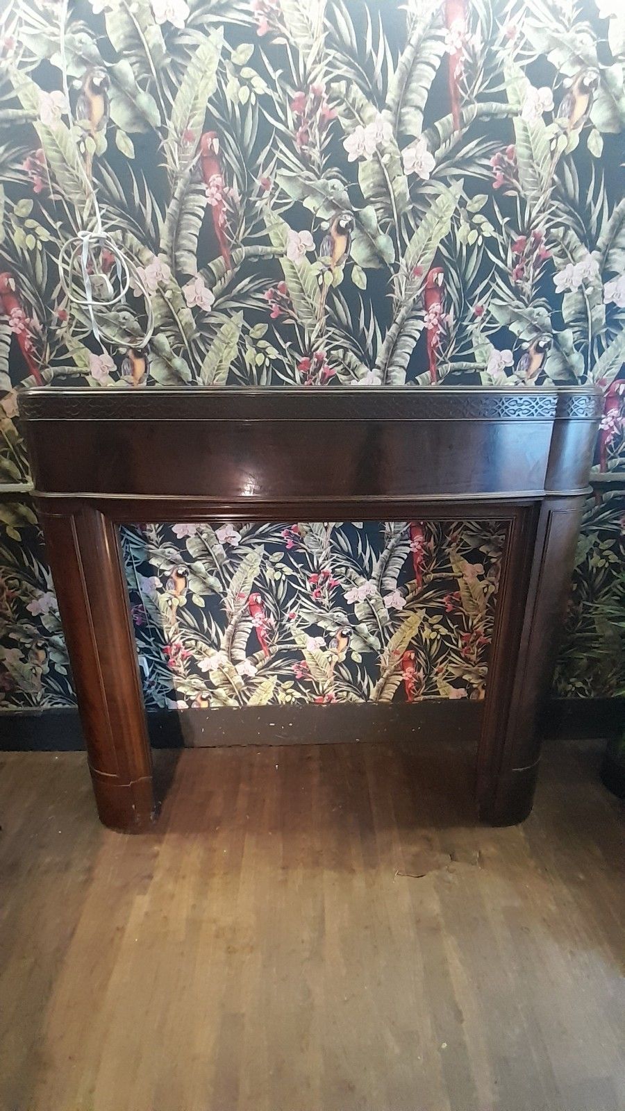 Large Art Deco Mantlepiece Solid Carved Mahogany And Walnut,  Excellent Conditi