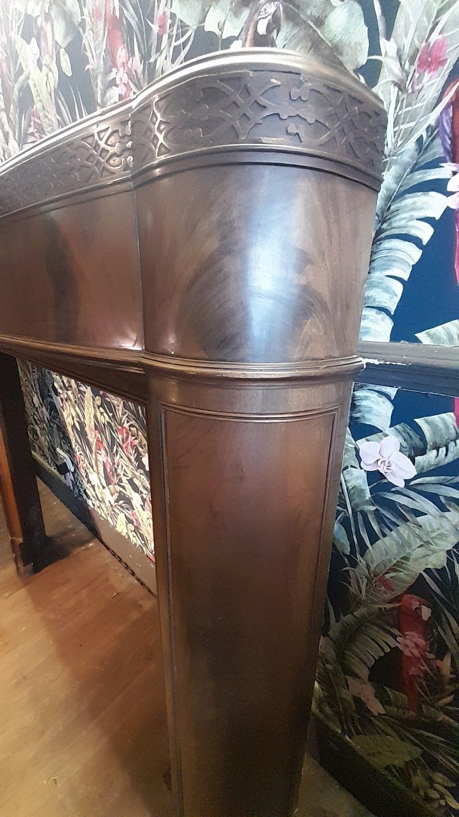 Large Art Deco Mantlepiece Solid Carved Mahogany And Walnut,  Excellent Conditi photo 1026.0