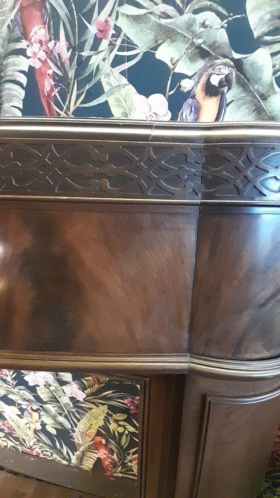 Large Art Deco Mantlepiece Solid Carved Mahogany And Walnut,  Excellent Conditi photo buy