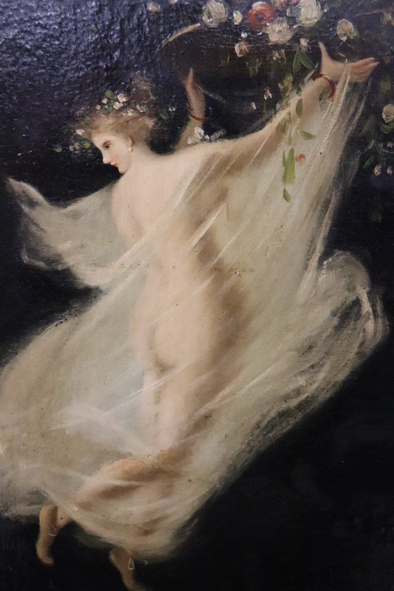 Allegory Of Spring, Oil Painting On Board, 1800s, Framed photo 1067.0