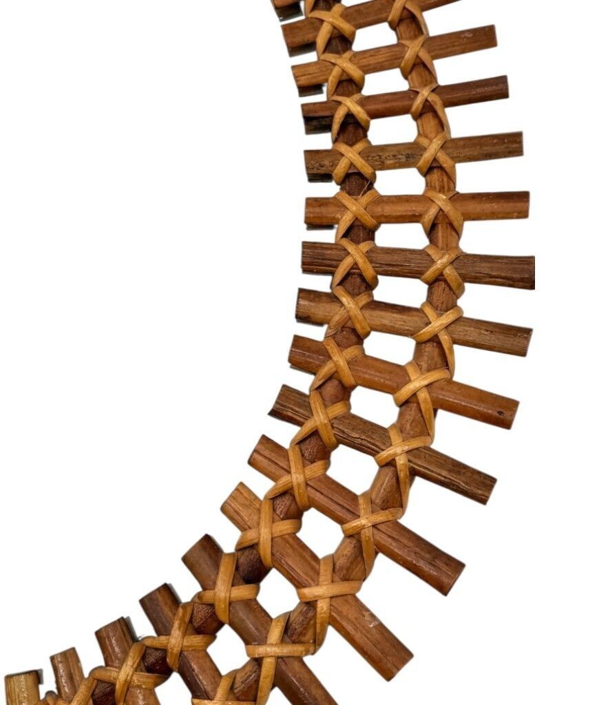 photo for sale An Italian Oval 1970s Split Cane Bamboo Mirror By Franco Albini For Bonacina