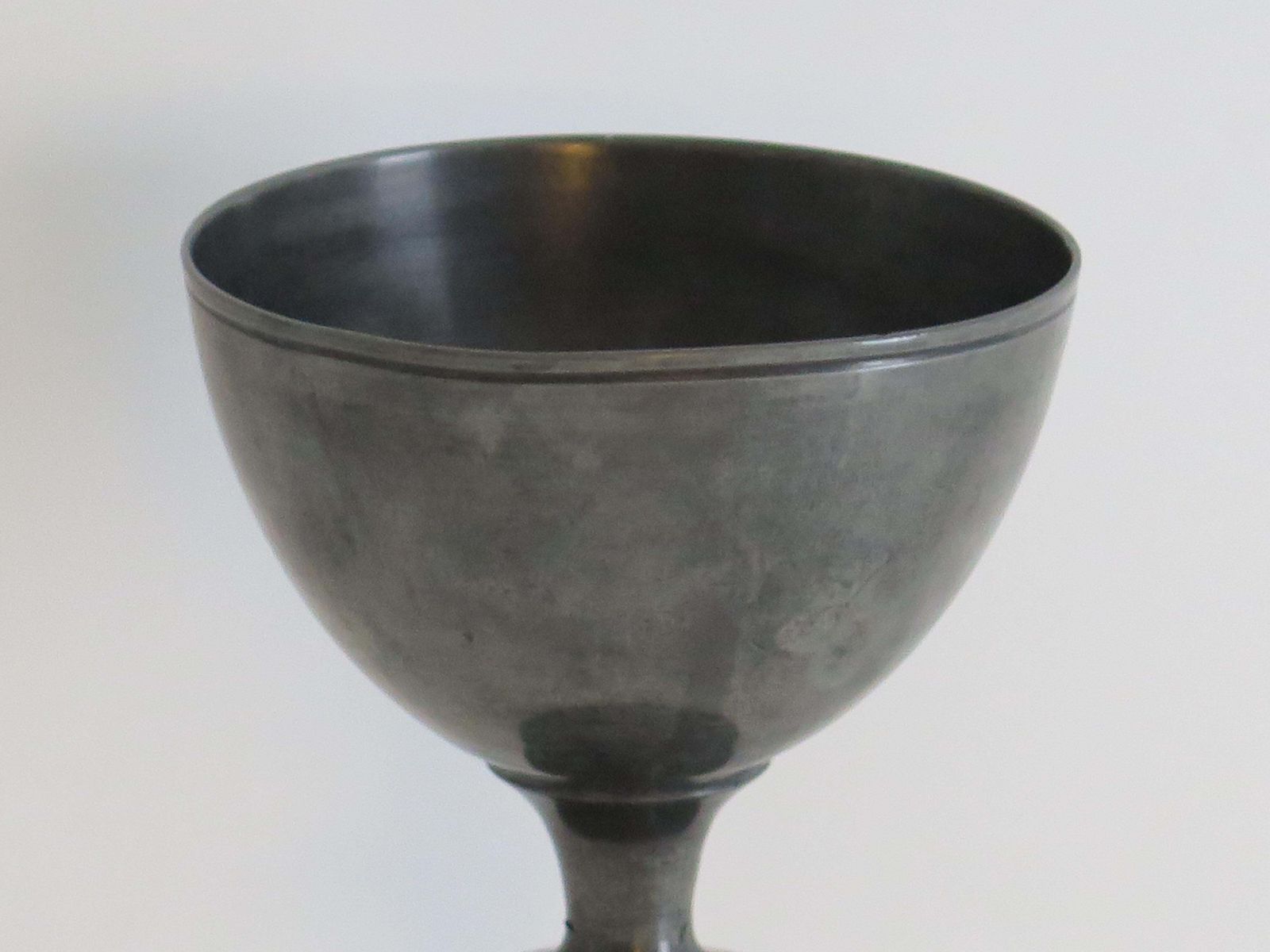 Rare 18th Century Pewter Chalice Or Goblet With Knife Knop, English Ca 1770 photo vintage